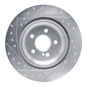 Mercedes-Benz SL400 Brake Rotor (1) - Rear Right - R1 Concepts - Drilled & Slotted - Silver - `13-`20